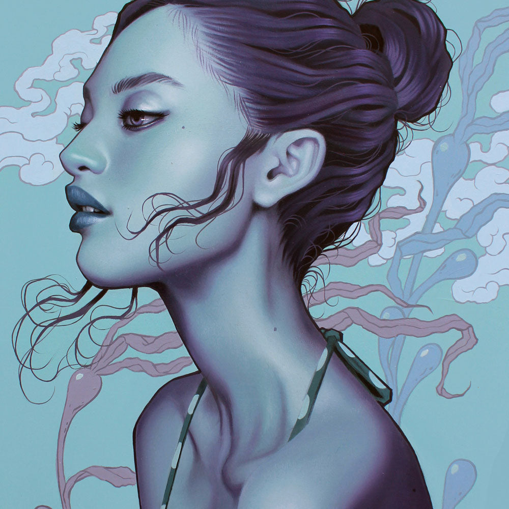 Painting of a blue woman by Sarah Jonas.